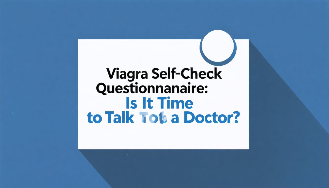 Illustration of a man reviewing a confidential health questionnaire about Viagra and erectile health